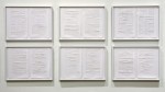 Detail of Cody Trepte's "On Computable Numbers." Shown are 6 of the 17 framed spreads that comprise the work.